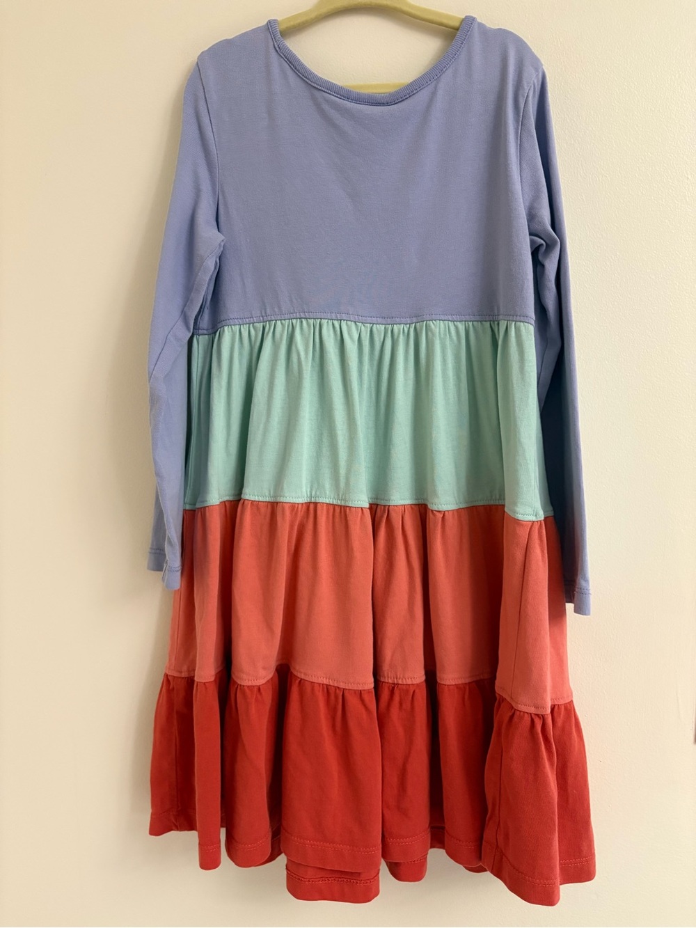 Hanna Andersson Colorblock Tiered Twirl Dress Girls Size 5 Organic Cotton Long - Picture 2 of 6